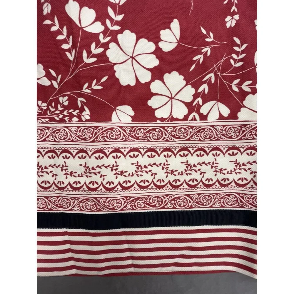 Ann‎ Taylor Loft Petite Skirt 10P Red Floral Pencil Mini Lined Cotton Career - Picture 2 of 8